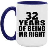 32nd Anniversary 32 Years Of Being Mr Right - 15oz Accent Mug Purple