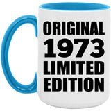 51st Birthday Original 1973 Limited Edition - 15oz Accent Mug Blue