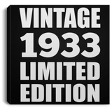 91st Birthday Vintage 1933 Limited Edition - Canvas Square