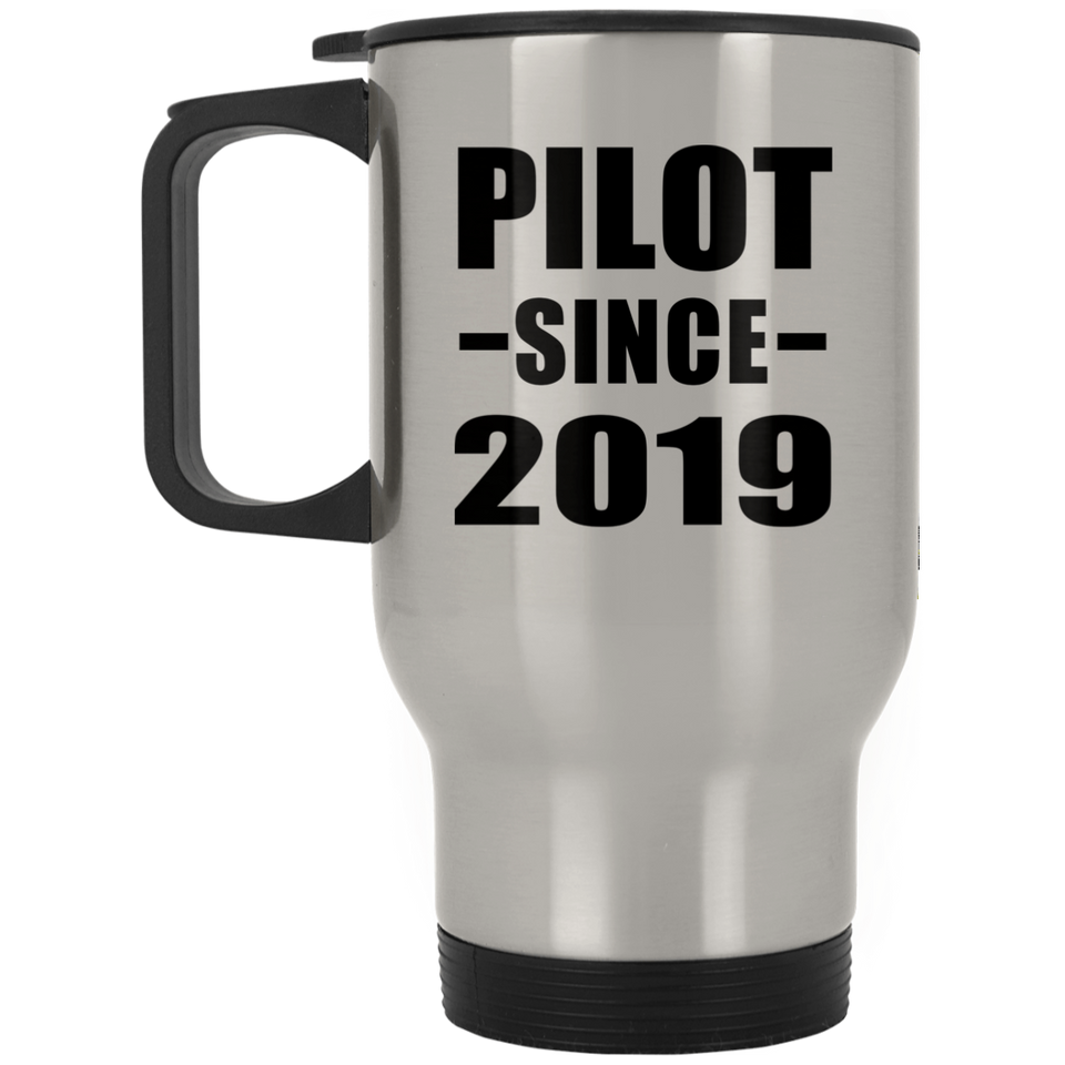Pilot Since 2019 - Silver Travel Mug