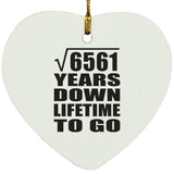 81st Anniversary Square Root of 6561 Years Lifetime To Go - Heart Ornament