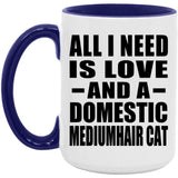 All I Need Is Love And A Domestic Mediumhair Cat - 15oz Accent Mug Purple