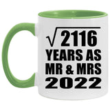 46th Anniversary Square Root of 2116 Years As Mr & Mrs 2022 - 11oz Accent Mug Green