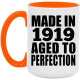 105th Birthday Made In 1919 Aged to Perfection - 15oz Accent Mug Orange