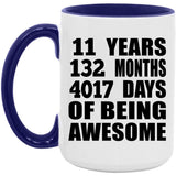 11th Birthday 11 Years 132 Months 4017 Days Of Awesome - 15oz Accent Mug Purple