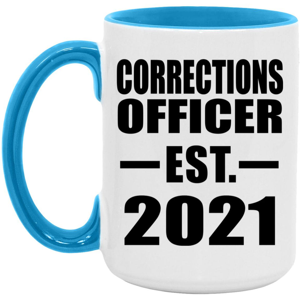Corrections Officer Established EST. 2021 - 15oz Accent Mug Blue