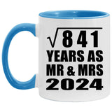 29th Anniversary Square Root of 841 Years As Mr & Mrs 2024 - 11oz Accent Mug Blue