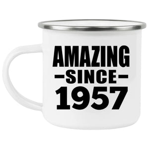 67th Birthday Amazing Since 1957 - 12oz Camping Mug