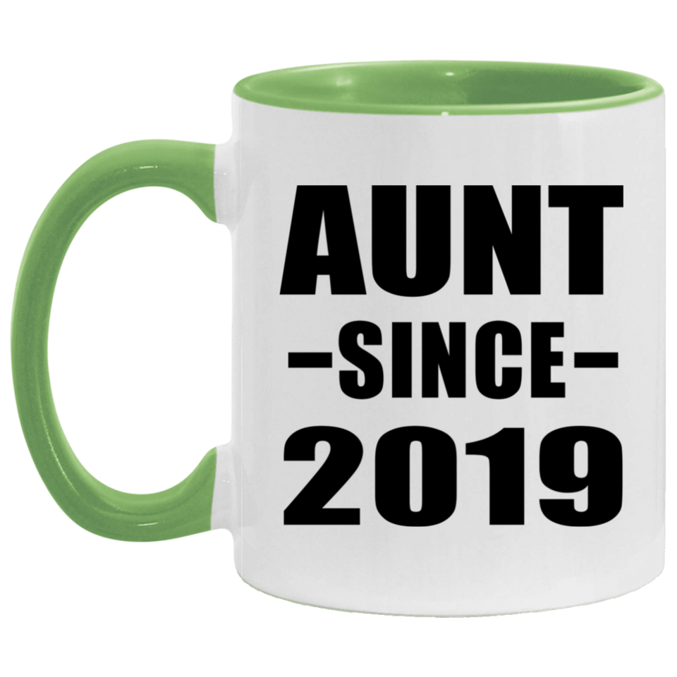 Aunt Since 2019 - 11oz Accent Mug Green