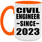Civil Engineer Since 2023 - 15oz Accent Mug Orange