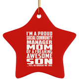 Proud Social Community Manager Mom Of Awesome Son - Star Ornament