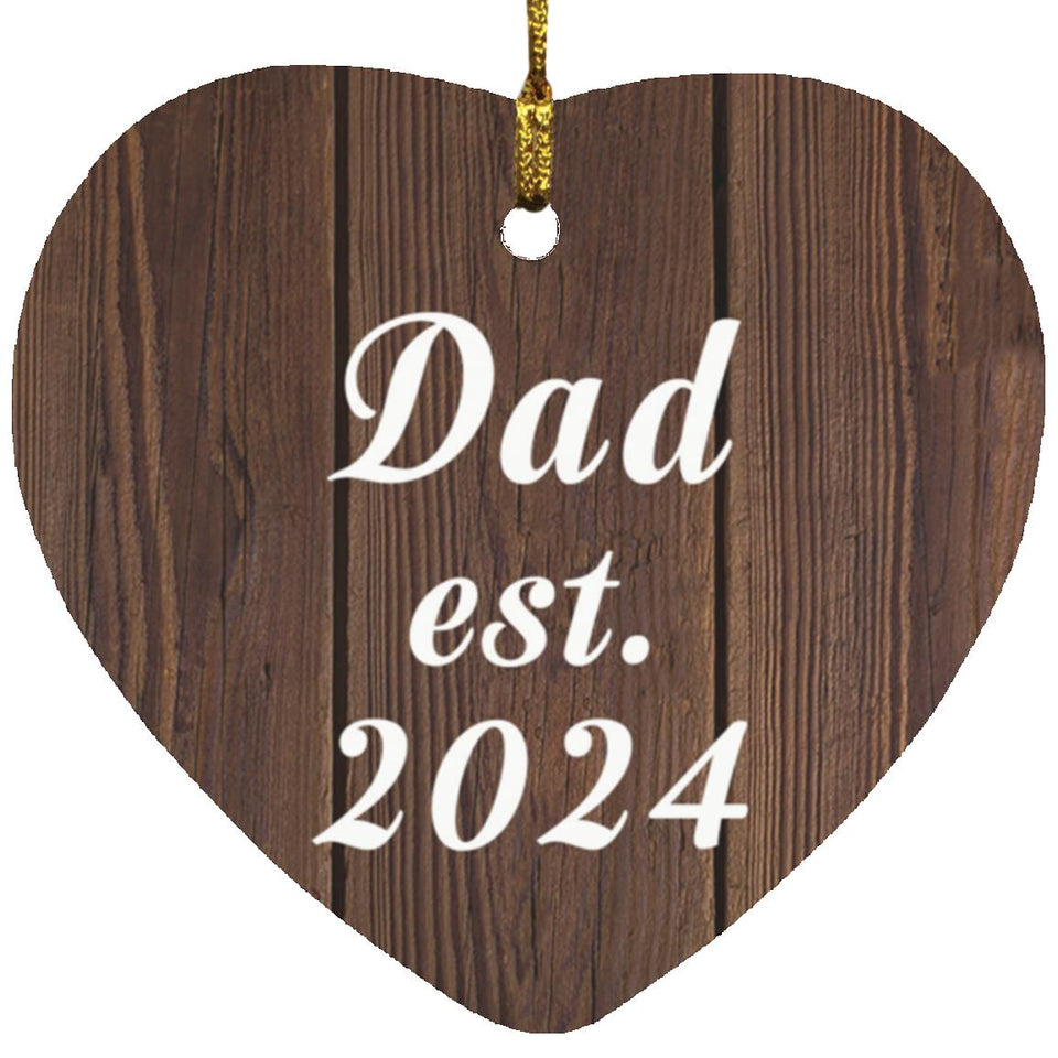Dad Established EST. 2024 - Heart Ornament D