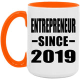 Entrepreneur Since 2019 - 15oz Accent Mug Orange