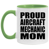 Proud Aircraft Mechanic Mom - 11oz Accent Mug Green