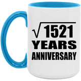 39th Anniversary Square Root of 1521 Years Anniversary - 15oz Accent Mug Blue