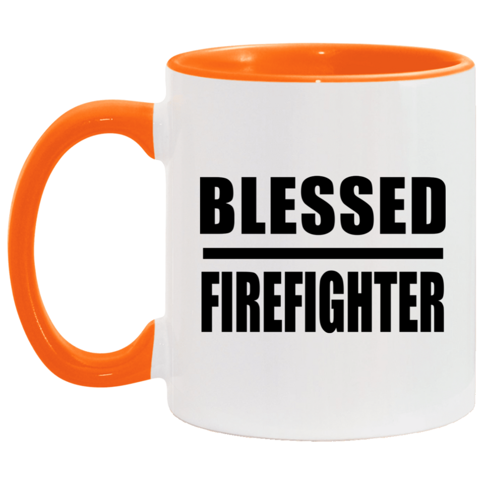 Blessed Firefighter - 11oz Accent Mug Orange