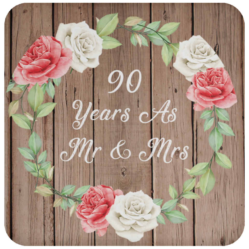 90th Anniversary 90 Years As Mr & Mrs - Drink Coaster B