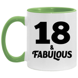 18th Birthday 18 & Fabulous - 11oz Accent Mug Green