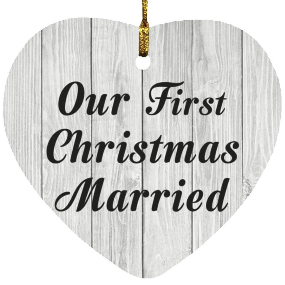 Our First Christmas Married - Heart Ornament F