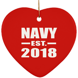 Navy Established EST. 2018 - Heart Ornament