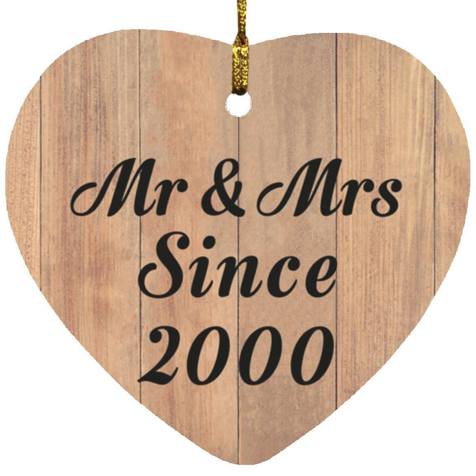 24th Anniversary Mr & Mrs Since 2000 - Heart Ornament C