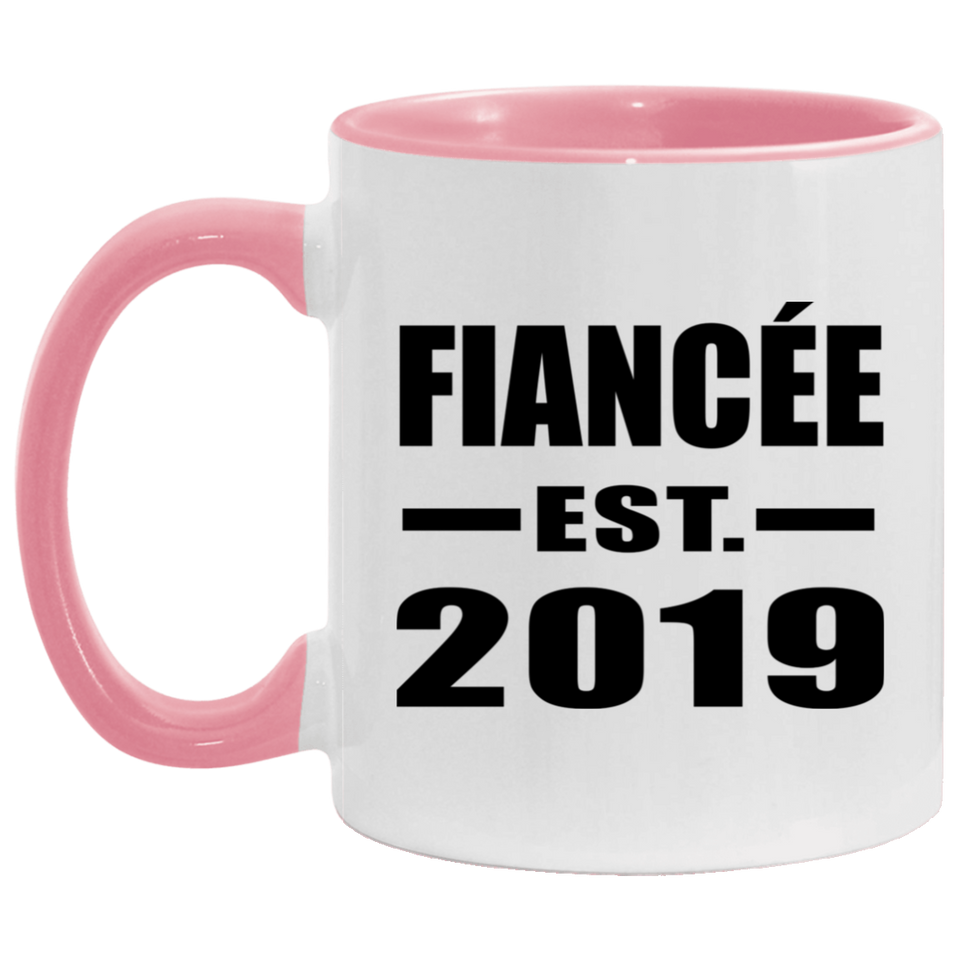 Fiancee Established EST. 2019 - 11oz Accent Mug Pink
