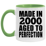 24th Birthday Made In 2000 Aged to Perfection - 11oz Accent Mug Green