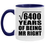 80th Anniversary Square Root Of 6400 Years Of Being Mr Right - 11oz Accent Mug Purple