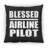 Blessed Airline Pilot - Throw Pillow Black