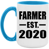 Farmer Established EST. 2020 - 15oz Accent Mug Blue