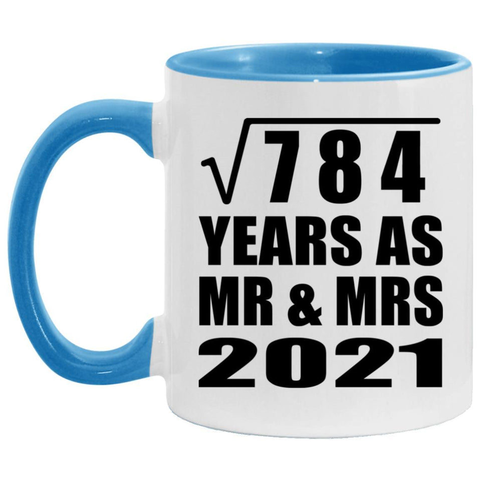 28th Anniversary Square Root of 784 Years As Mr & Mrs 2021 - 11oz Accent Mug Blue