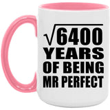 80th Anniversary Square Root of 6400 Years of Mr Perfect - 15oz Accent Mug Pink