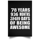 78th Birthday 78 Years 936 Months 28489 Days Of Awesome - Poster Portrait