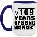 13th Anniversary Square Root of 169 Years of Mrs Perfect - 15oz Accent Mug Purple