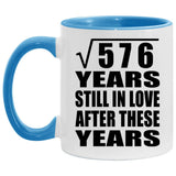 24th Anniversary Square Root of 576 Years Still In Love - 11oz Accent Mug Blue