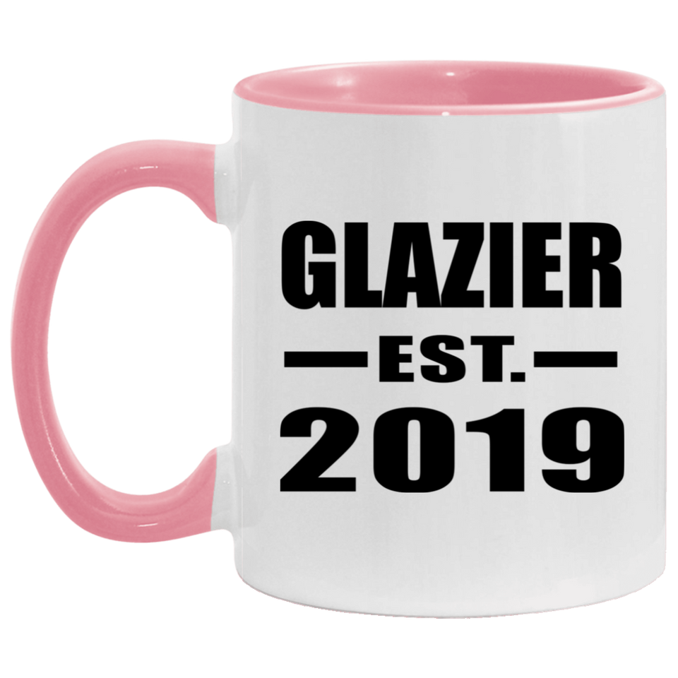 Glazier Established EST. 2019 - 11oz Accent Mug Pink