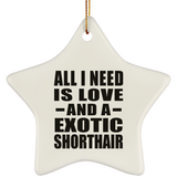 All I Need Is Love And A Exotic Shorthair - Star Ornament