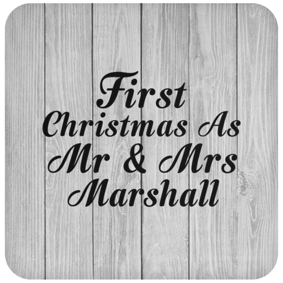 First Christmas As Mr & Mrs Marshall - Drink Coaster F