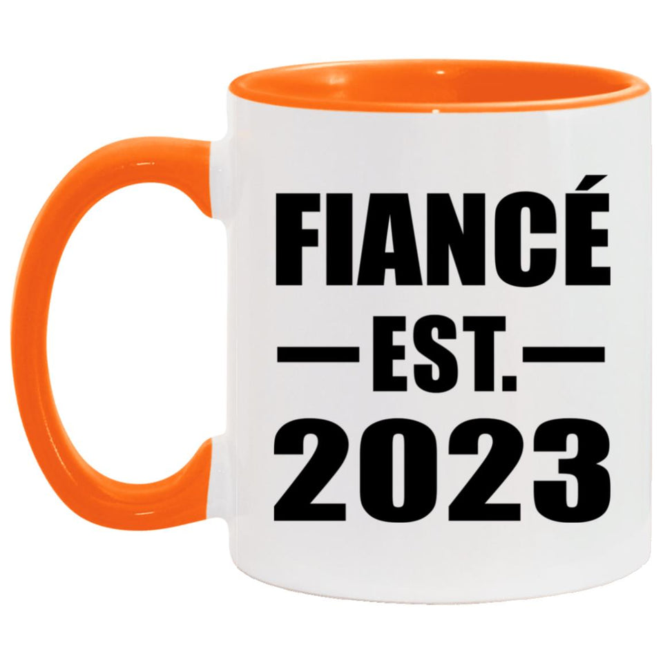 Fiance Established EST. 2023 - 11oz Accent Mug Orange
