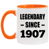 117th Birthday Legendary Since 1907 - 11oz Accent Mug Orange