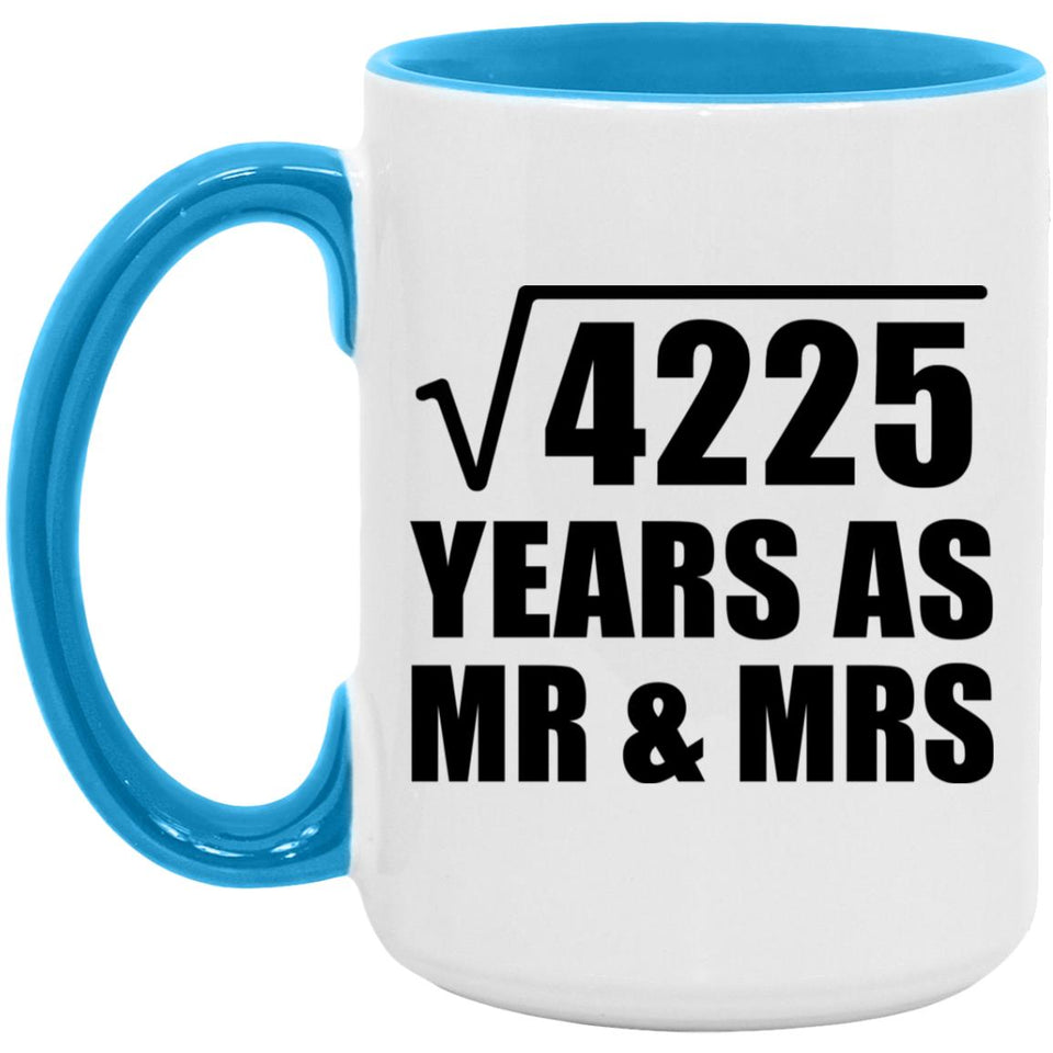 65th Anniversary Square Root of 4225 Years As Mr & Mrs - 15oz Accent Mug Blue