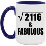 46th Birthday Square Root of 2116 & Fabulous - 15oz Accent Mug Purple