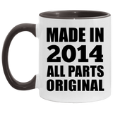 10th Birthday Made in 2014 All Parts Original - 11oz Accent Mug Black