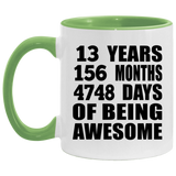 13th Birthday 13 Years 156 Months 4748 Days Of Awesome - 11oz Accent Mug Green