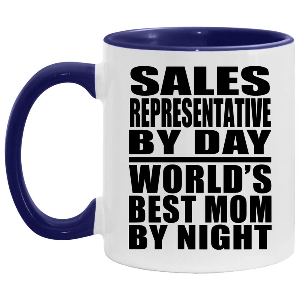 Sales Representative By Day World's Best Mom By Night - 11oz Accent Mug Purple