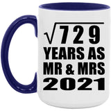 27th Anniversary Square Root of 729 Years As Mr & Mrs 2021 - 15oz Accent Mug Purple