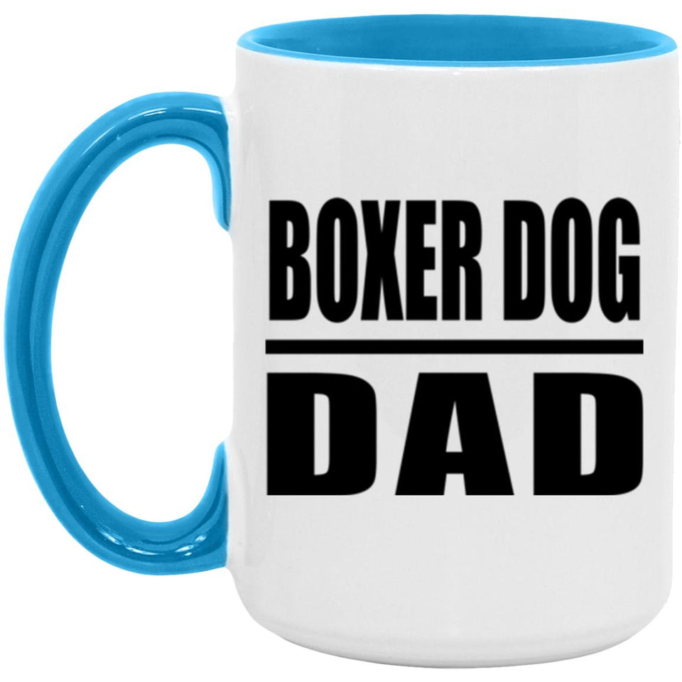 Boxer Dog Dad - 15oz Accent Mug Blue
