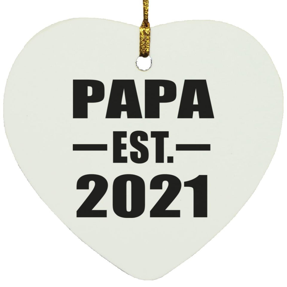 Papa Established EST. 2021 - Heart Ornament