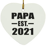 Papa Established EST. 2021 - Heart Ornament