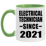 Electrical Technician Since 2021 - 11oz Accent Mug Green